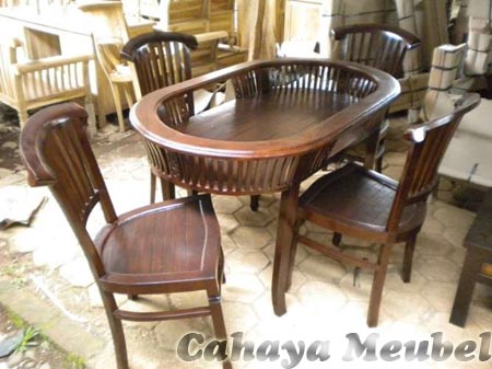 Kursi Makan  Meja  Oval  Kayu  Jati Cahaya Mebel Jepara